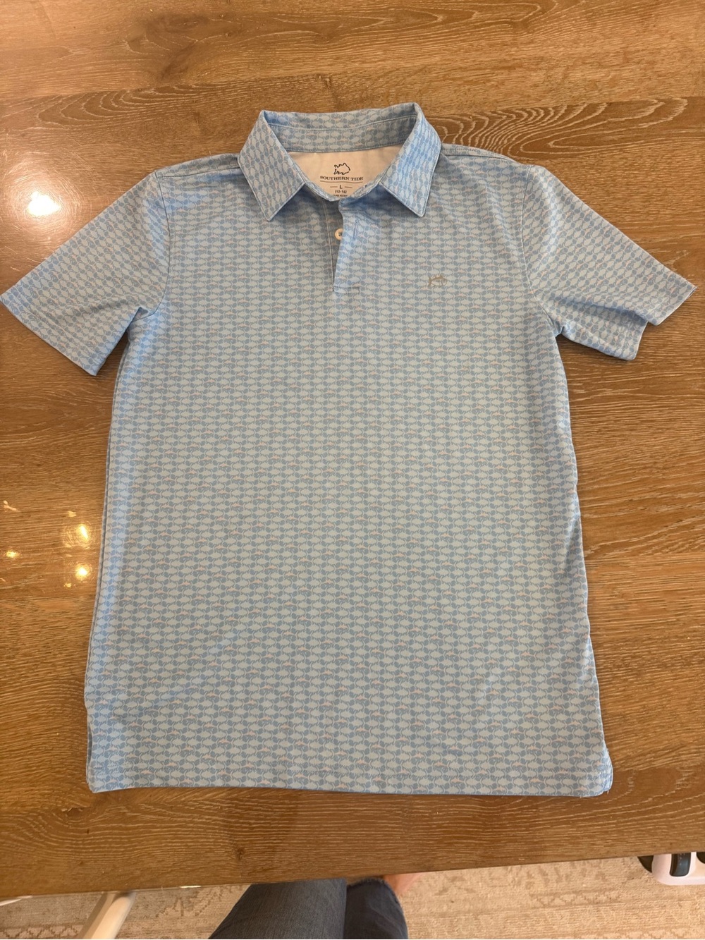 Southern Tide Light Blue Patterned Kids Polo